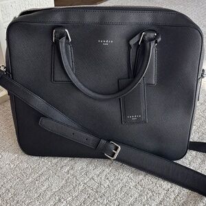 Sandro Black Saffiano Leather Briefcase